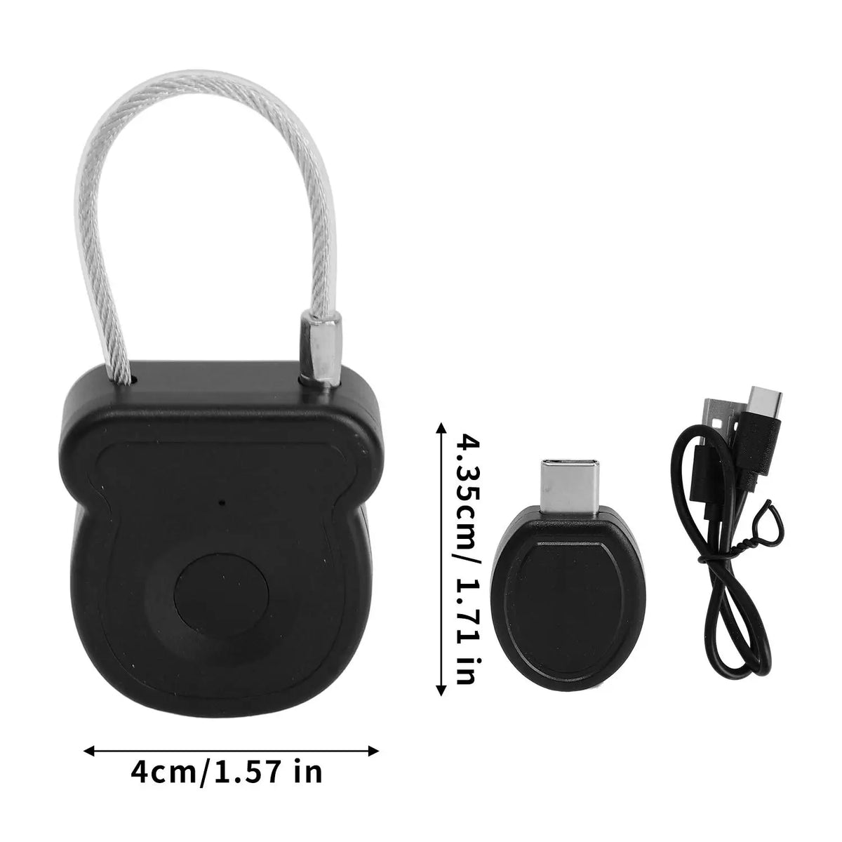 F335 Intelligent Fingerprint Padlock Keyless Waterproof Padlock 0.5sec Unlock USB Charging Lock Locker Anti-theft Portable Lock Quake black