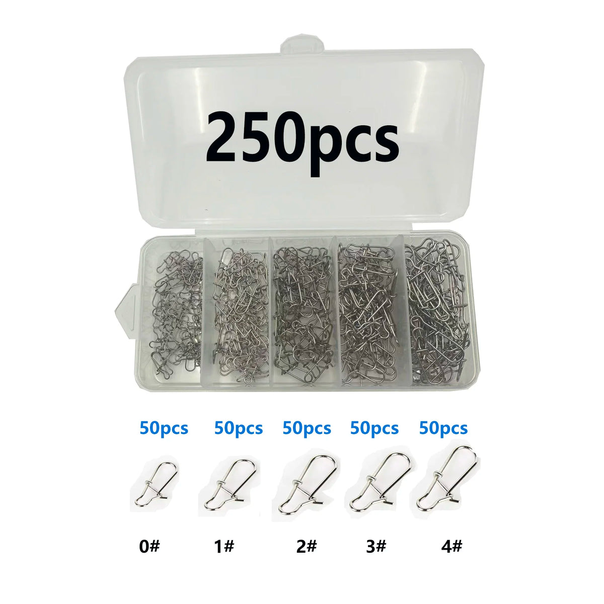 250pcs/box Stainless Steel Reinforced Pins Bagged Minnow Popper Lure Quick Connectors Fishing Accessories Suitable for Outdoor Quake 250pcs1box