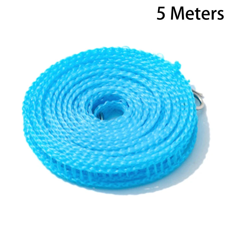 5/10Meters Portable Clothesline for Outdoor Indoor Home Travel Air Drying Rack for Clothes , Windproof Quake 5 Meters Blue