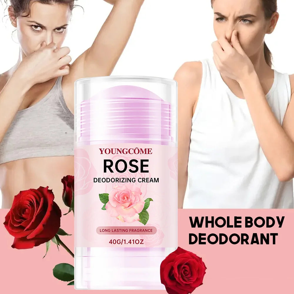 Rose Deodorizing Cream Anti Sweating Keep Drying Lasting Fragrance Remove Armpit Odor Underarm Refresh Sticks Fade Body Odor Quake