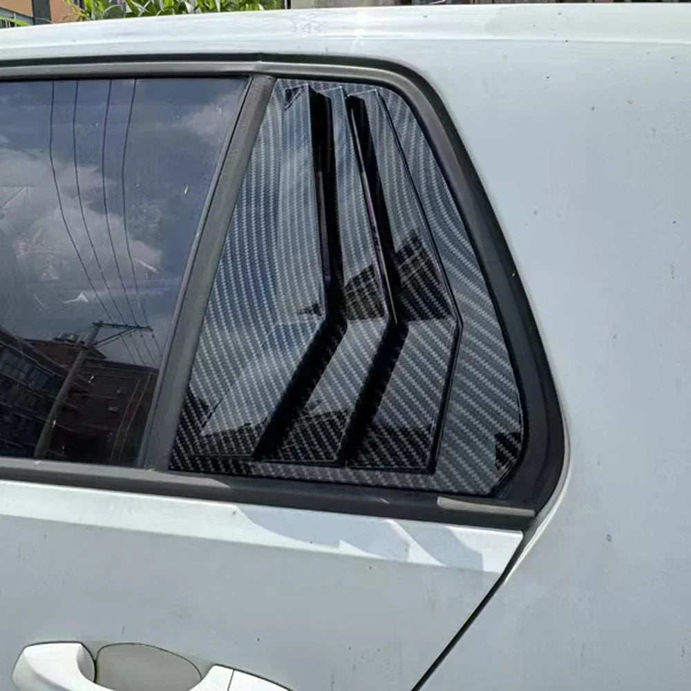 For VW Golf MK7 MK7.5 2013-2019 Car Rear Louver Window Side Shutter Cover Trim Sticker Vent Scoop ABS Carbon Fiber Black Parts Quake