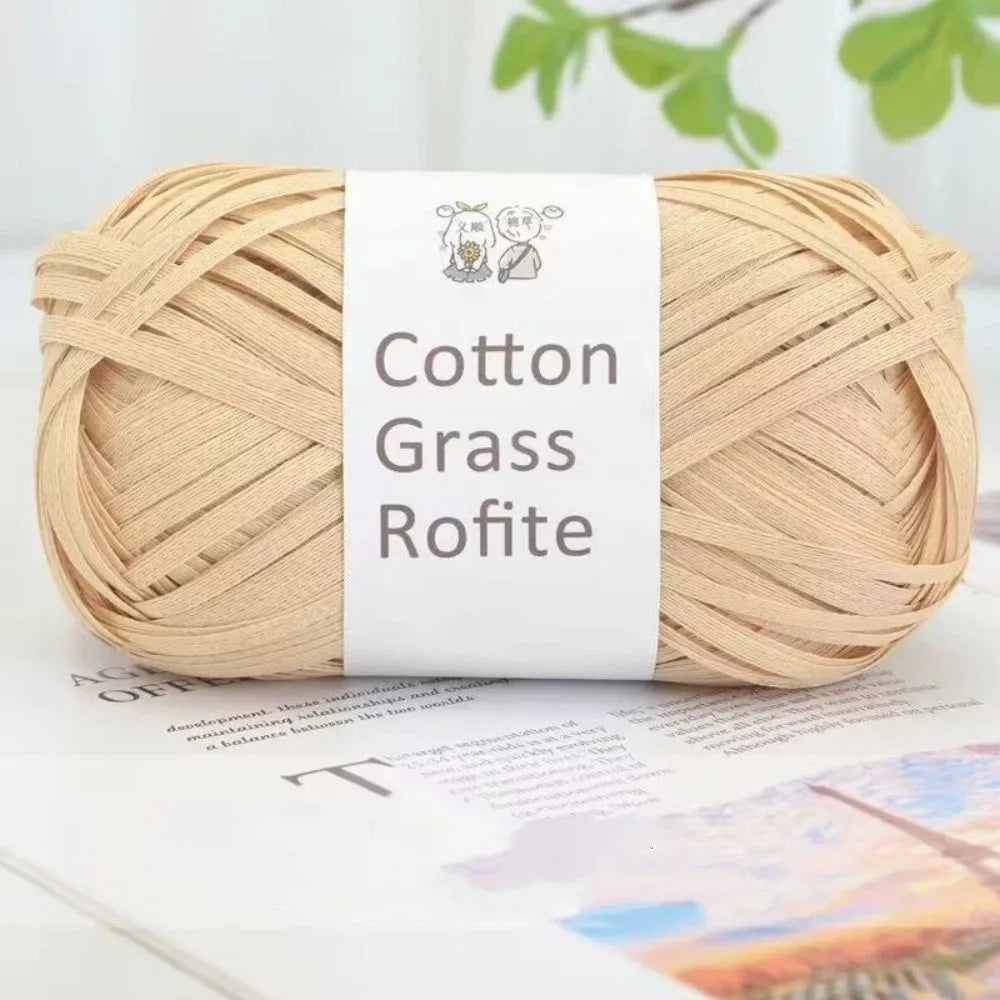 New Multicolour Rafia Yarn DIY Hand-Knitted Crocheting Paper Threads Gift Wrapping Rope Knitting Quake Beige