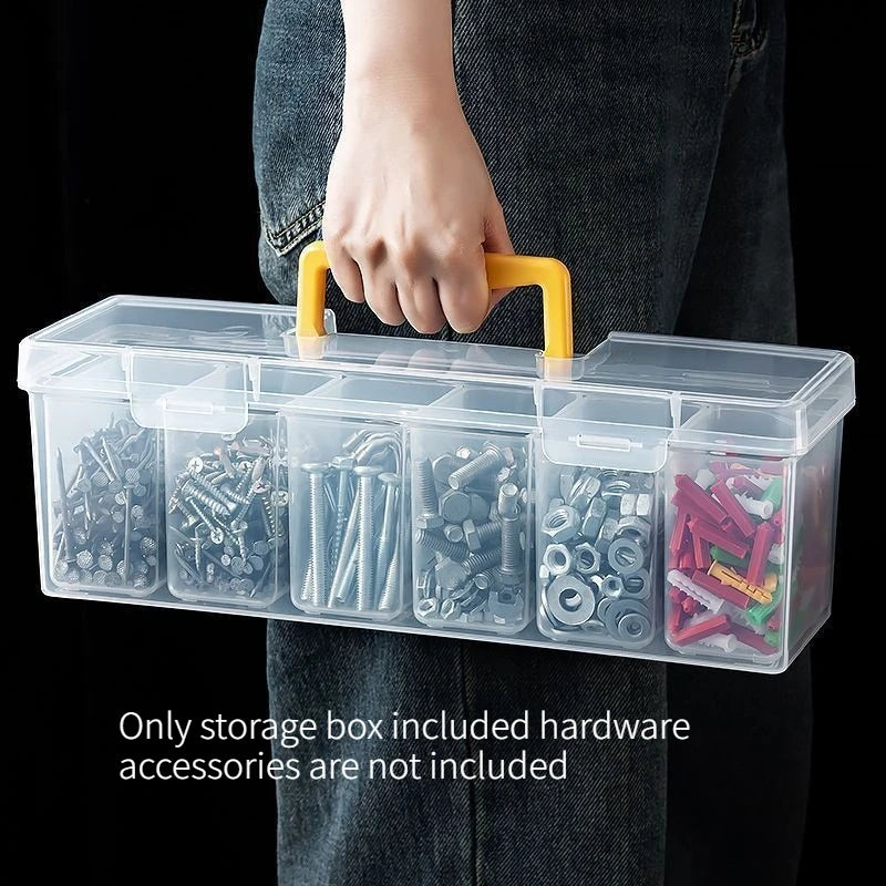 Home Hardware Parts Storage Box Transparent Divider Design Screw Accessory Sorting Portable Small Component Tool Container Quake Tool box