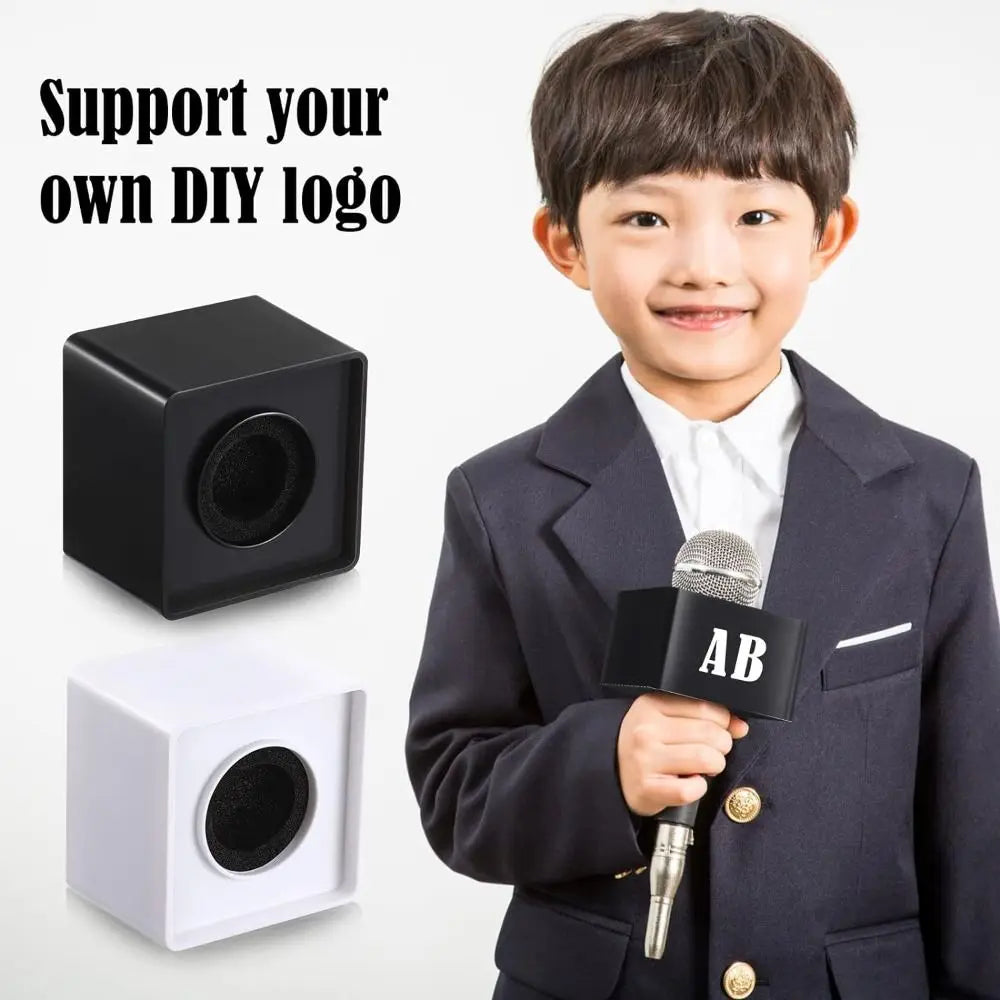 Replacement DIY Microphone Logo Flag Universal Customizable Microphone Flag Station Waterproof Mic Cube Stand Quake