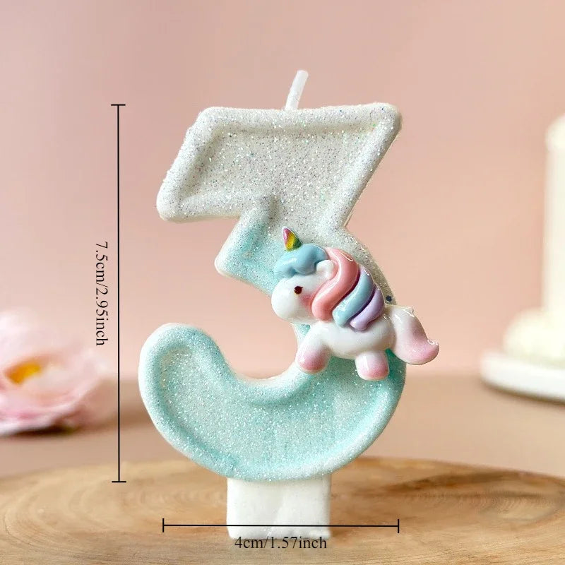 Cartoon Unicorn Digital Candle Birthday Candle Party Festival Cake Decoration Atmosphere Props Quake 3