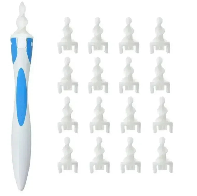Ear Wax Remover Tool Ear Cleaner With Soft Silicone 16 Replacement Tips Simply To Grab Extract Earwax Quake Blue