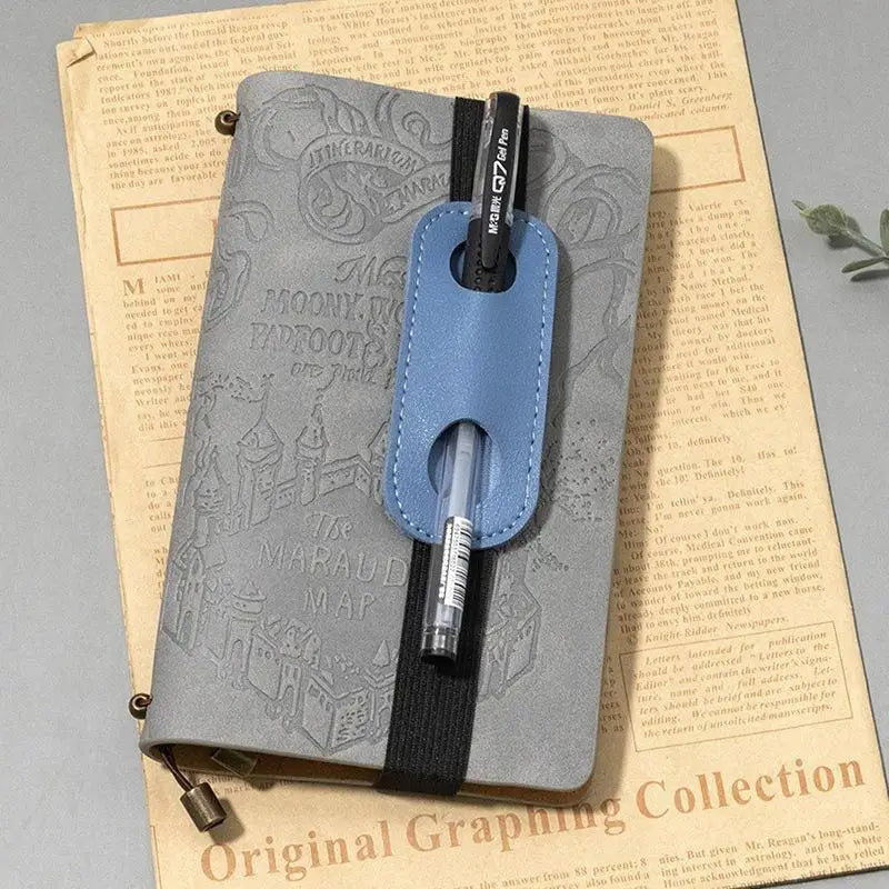 1Pcs PU Leather Pen Holder With Elastic Band for Notebook Covers Journals and Books Accessories Keep Writing Tools Handy Quake blue