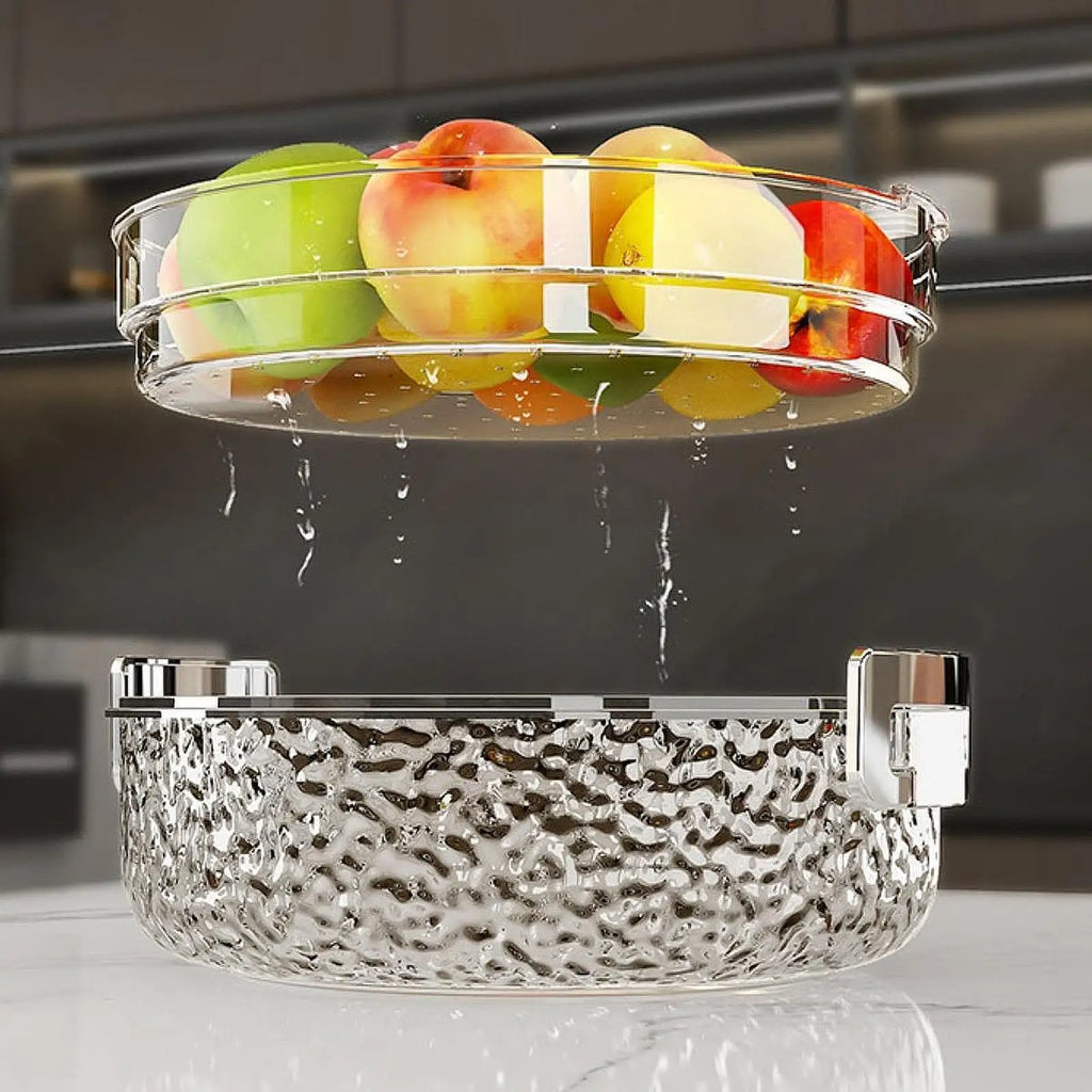 Fruit Washing Drainer Box Fruit Plate Food Storage Container Serving Tray with Lid Fruit Holder for Cakes Sweets Nuts Fruits Quake