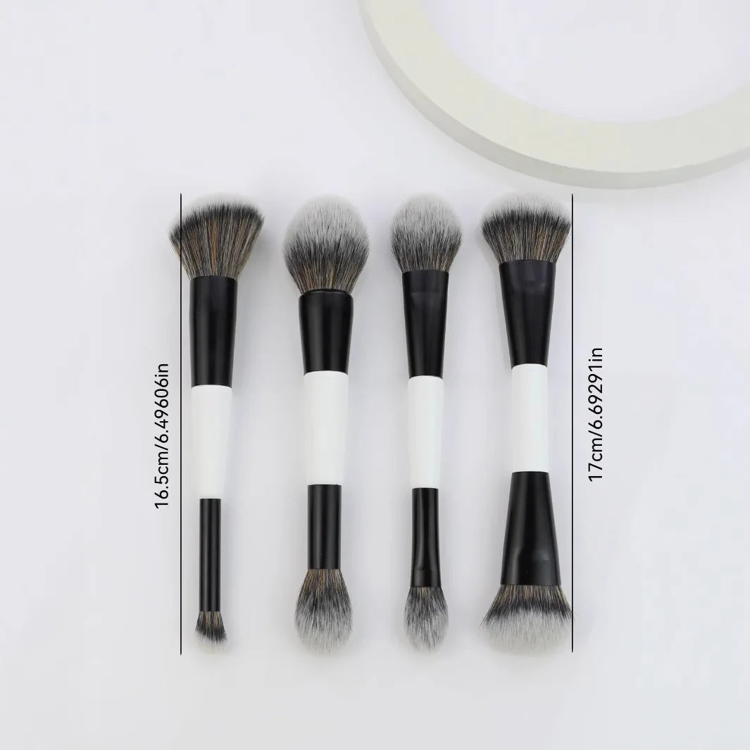 3 styles Double-headed Makeup Brush With Soft Bristles Foundation Brush Blush Brush BB Cream Makeup Brush Portable Makeup Tool Quake
