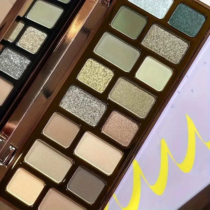 16 Color Eyeshadow Palette Matte Shimmer and Sparkle Effects Highlight Multi-Purpose Makeup Palette Smoky Eyes Premium Cosmetics Quake