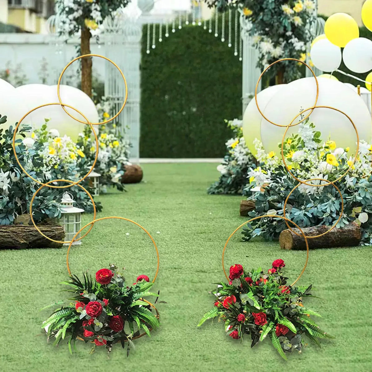 Wedding Arch Stand Backdrop Stand Flower Arch Frame for Baby Shower Anniversary Stage Display Ceremony (Flower Not Included) Quake Gold 2PCS