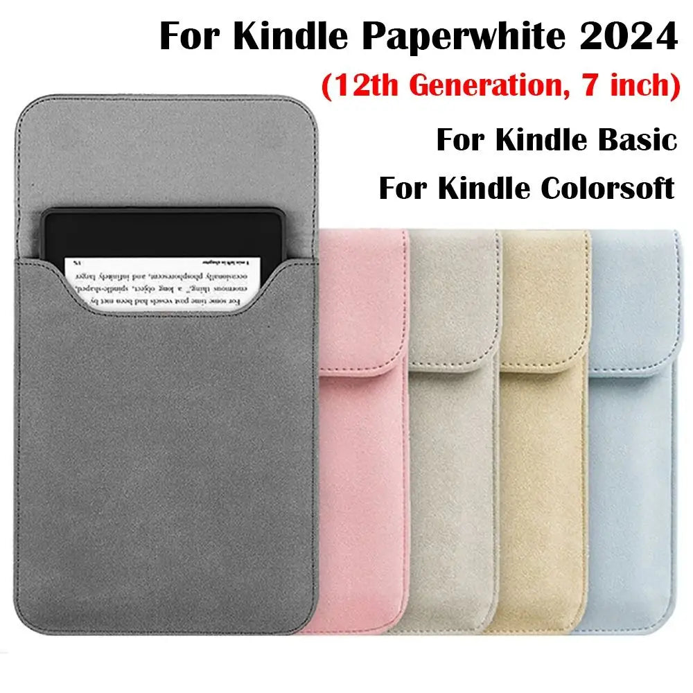 6.8 7 10.2 inch e-Reader Sleeve PU Leather 10/11/12th Generation Storage Bag Anti Scratch for Kindle Paperwhite/Colorsoft/Scribe Quake