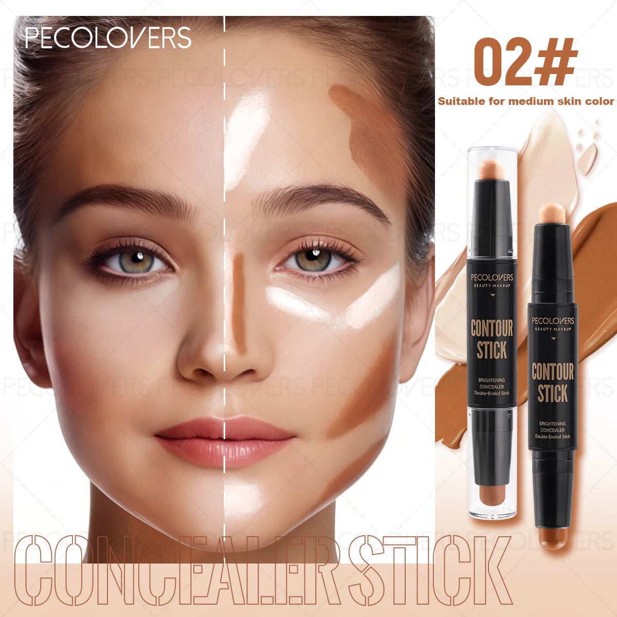 1PC Double-ended Concealer Stick, Facial Contouring Stick, Three-dimensional Face Shape, Covering Blemishes, Facial Cosmetics Quake 02