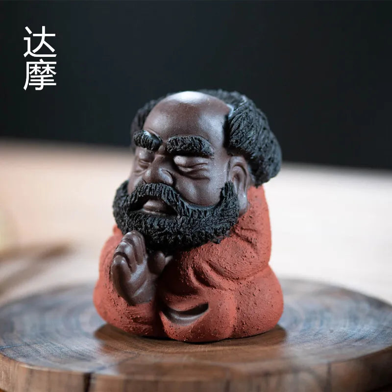 Zisha Tea Pet Bodhidharma Sculpture Zen Small Ornament Figure Tea Play Tea Ceremony Accessories Craft Cultivated Чаепитие Quake