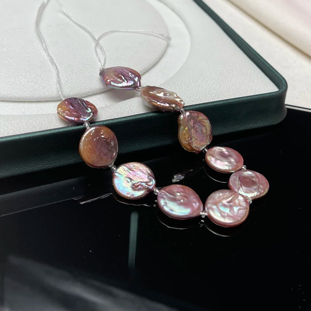 Natural Freshwater Pearl Round Purple Pearl 15-16mm For Jewelry Making DIY Necklace Earrings Bracelet Accessory Length 18cm Quake