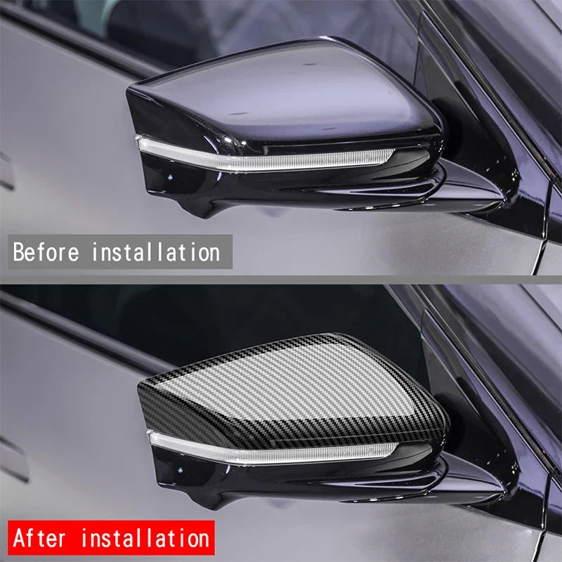 For KIA EV6 2022 2023 Car Rearview Side Mirror Cover Wing Cap Exterior Door Rear View Case Trim Carbon Fiber Look Sticker Auto Quake