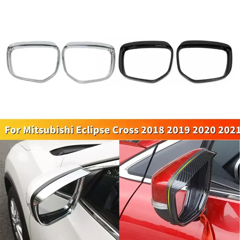 For Mitsubishi Eclipse Cross 2018-2021 2x Car Sticker ABS Exterior Side Mirror Rain Eyebrow Frame Trim Decorative Accessories Quake