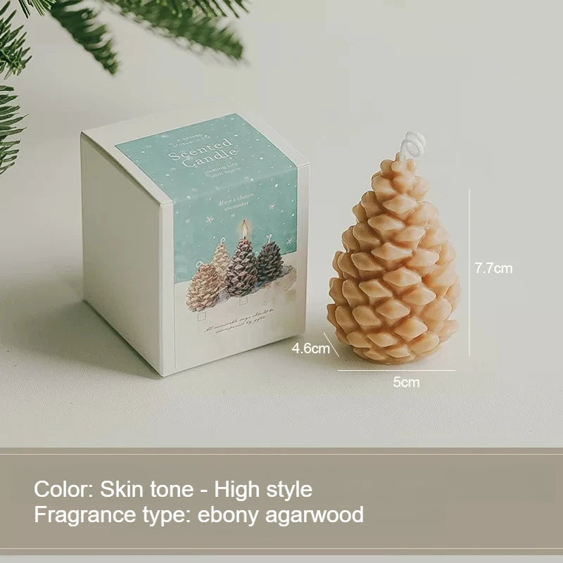 1pc Pinecone Aromatherapy Candle Shaped Decorative Ornament Creative Gift Desktop Prop Decoration Quake Tall - B