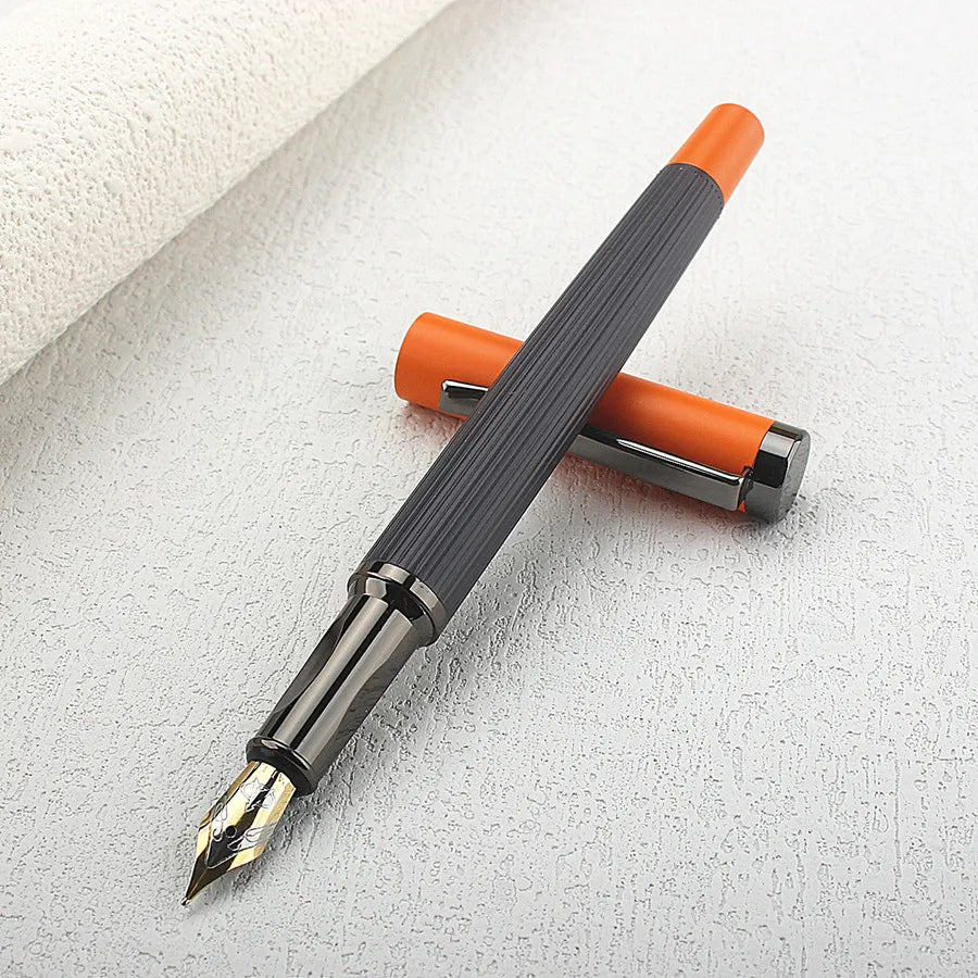 1 PCS Luxury Student Metal 5069 Fountain Pen 0.5MM Nib With Ink Converter Gray Trim Fancy Gift Calligraphy Writing Pen Quake 5069-1 0.5MM