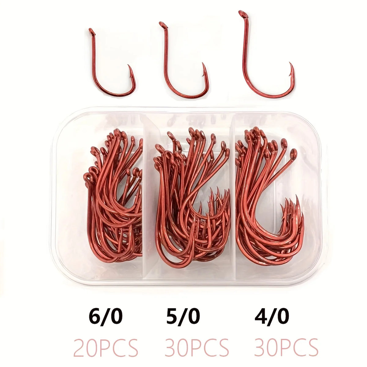 80Pcs High-Strength Fishing Hooks, Red Octopus Hooks with Barbs Quake 80Pcs1Box