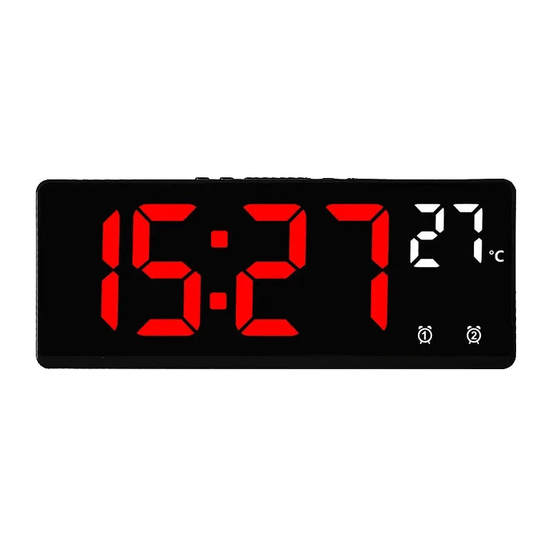Voice Control Digital Alarm Clock Temperature Dual Alarm Snooze Desktop Table Clock Night Mode 12/24H LED Digital Clock Desk Quake red