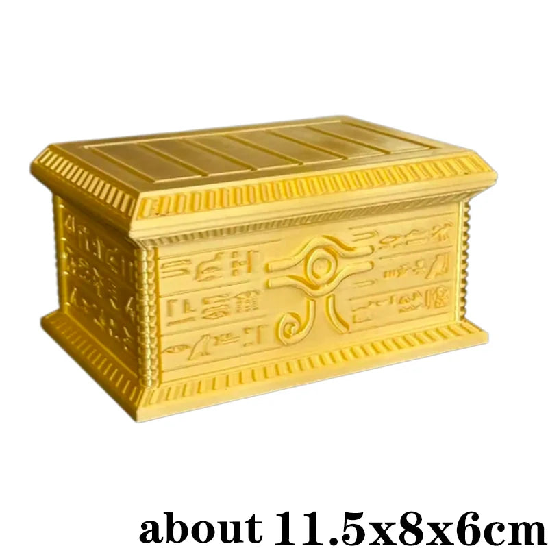 New Hot Yu-Gi-Oh Millennium Puzzle Gold Sarcophagus 3D Printed Desktop Decor Card Storage Box Creative Gift Toy for Anime Fans Quake about 11.5x8x6cm