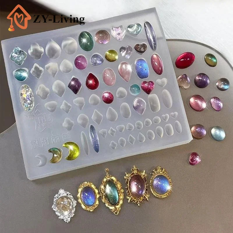 Retro Picture Frame Gem Baroque Shell Carving 3D Relief Manicure Templates Nail Art Transparent Silicone Nail Mold Quake