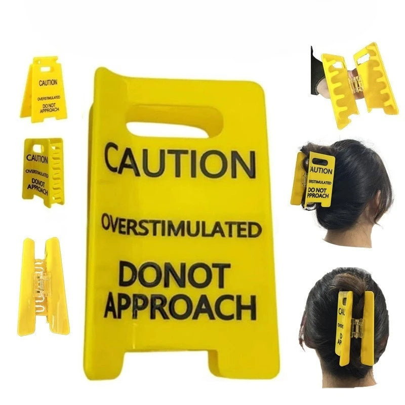 Plastic Warning Sign Grab Clip Personalized Creative Design Ponytail Hairpin Back of The Head Shark Clip Hair Style Accessories Quake