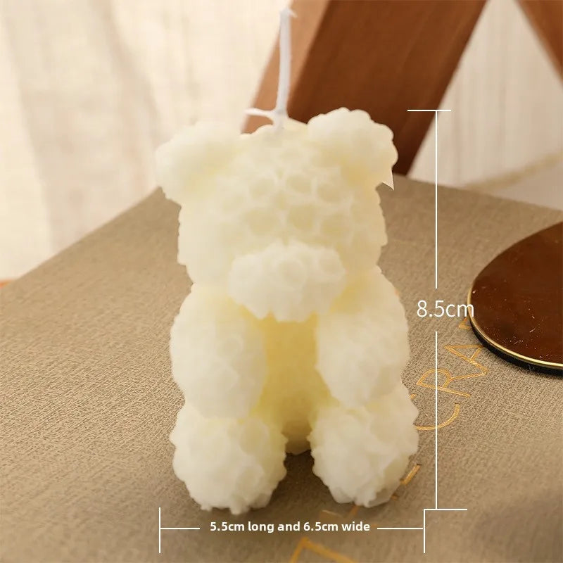 Rose Bear Home Fragrance Premium Atmosphere Birthday Gift Aromatherapy Candles Quake L white