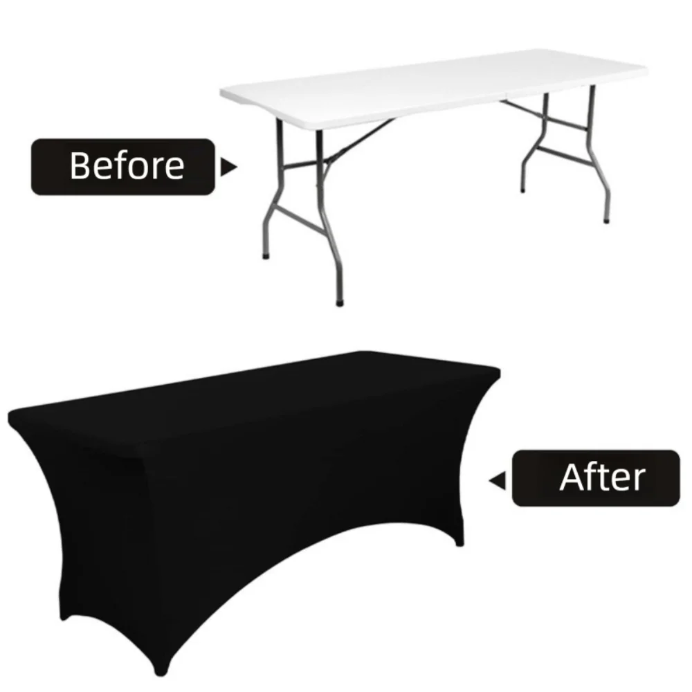 Black 4/6/8FT High Stretch Tablecloth Universal Washable Bed Cover Elastic Birthday Table Cover Outdoor Event Quake