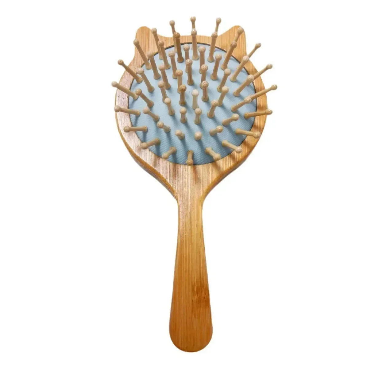 1pc Air Cushion Wood Scalp Massage Hair Comb Cute Cartoon Small Portable Combs Women Girls Bamboo Sandalwood Hair Styling Tools Quake Blue
