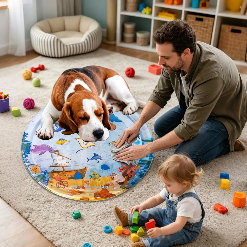 Thicken Interactive Cat Play Mat Water Bed Sensory Pet Supplies for Puppy Kitten Indoor Outdoor Home Living Room Balcony Summer Quake