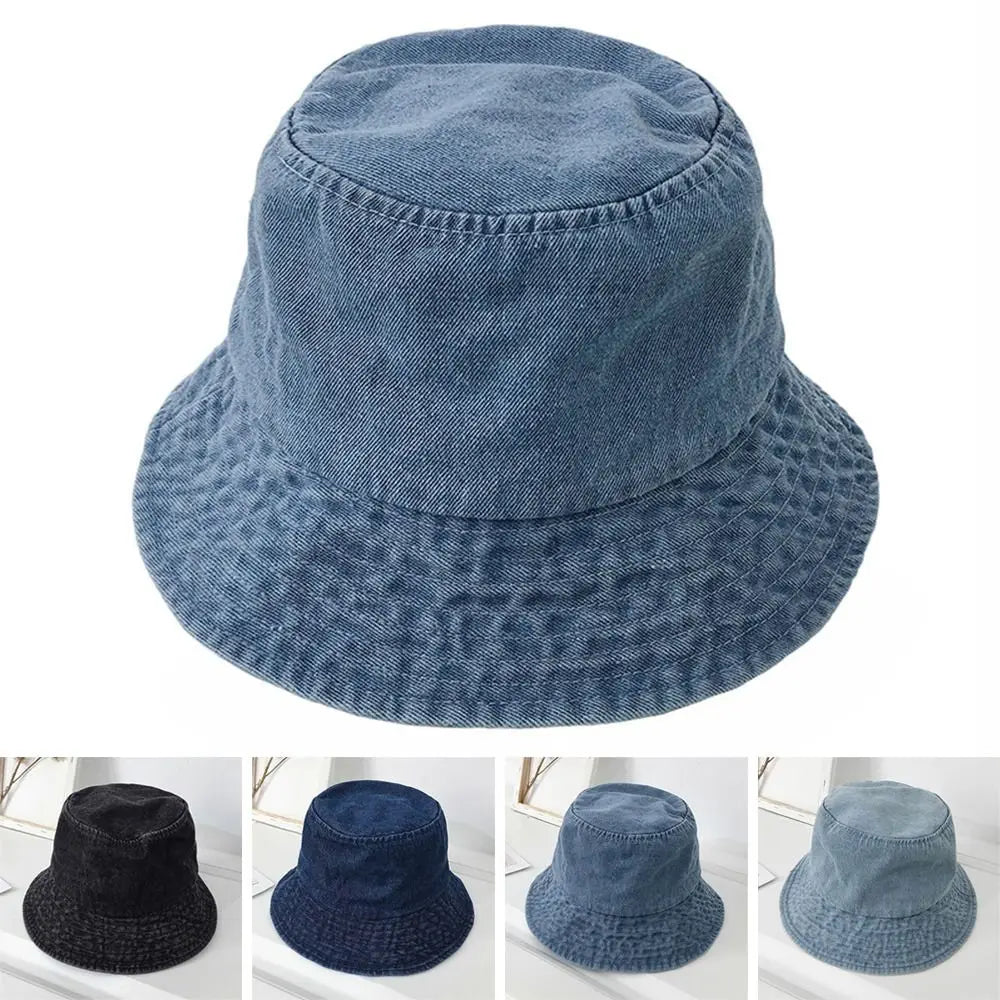 New Unisex Cotton Bucket Hats Solid Color Summer Sunscreen Panama Hat Multicolors Fabric Sunbonnet Quake