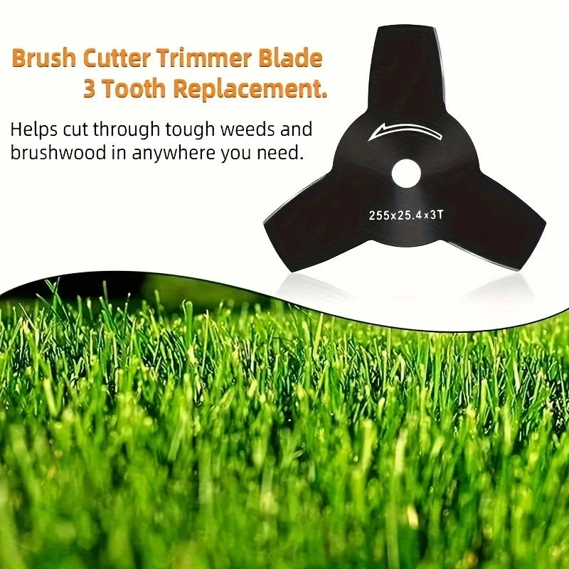 1pc lawn mower blade SK85 steel universal 3 tooth manganese steel 255x25.4x2mm park orchard farm daily weeding tool accessories Quake