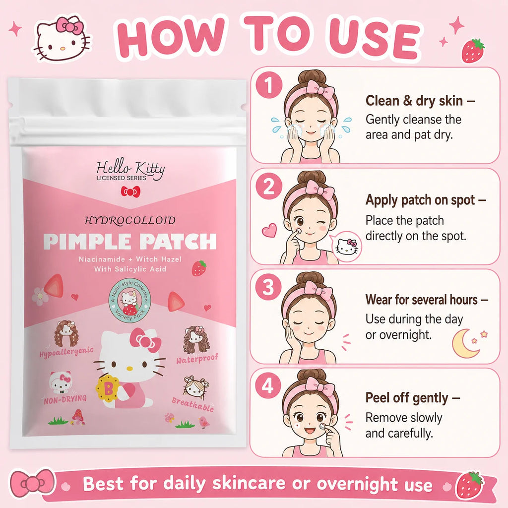 100PCS hello kitty Acne patches, facial acne patches, hydrogel acne removal patches, concealer Quake