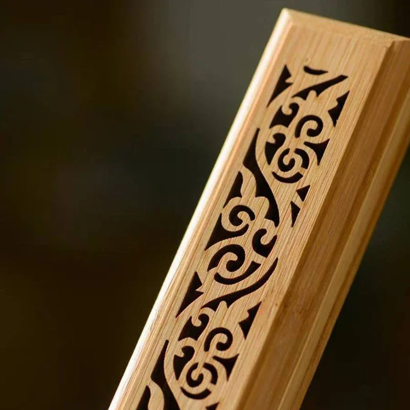 1pc Natural Bamboo Incense Burner with Laying Plate - Aromatherapy Wooden Box for Incense Storage and Burning Quake