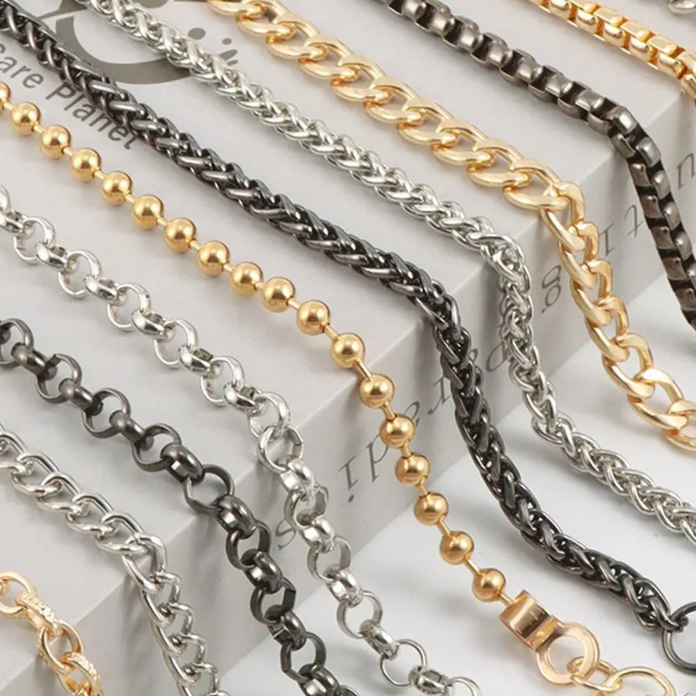 Fashion 120cm Bag Chains Replacement Metal Alloy Handbag Handle Chain Purse Chain Belt Quake