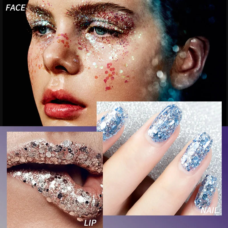 Mermaid Sequin Body Glitter Gel - Long-Lasting Shine for Carnival,Parties, Festival and Stage Performance-Great for Girls Makeup Quake