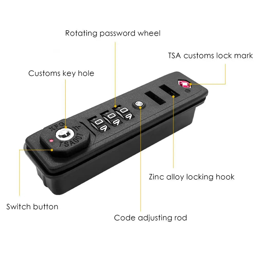 Portable Protection Security Anti-theft Weatherproof 3 Digit Combination Lock TSA Customs Lock TSA007 Safely Code Lock Quake