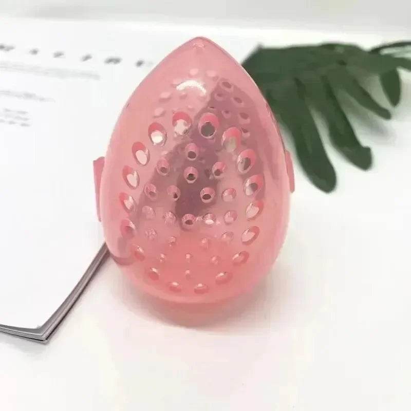 Plastic Egg Shaped Makeup Blender Holder Stand Drying Box Empty MakeupSponge StorageCosmetic Puff Organizer Rack Portable Quake M31 Pink