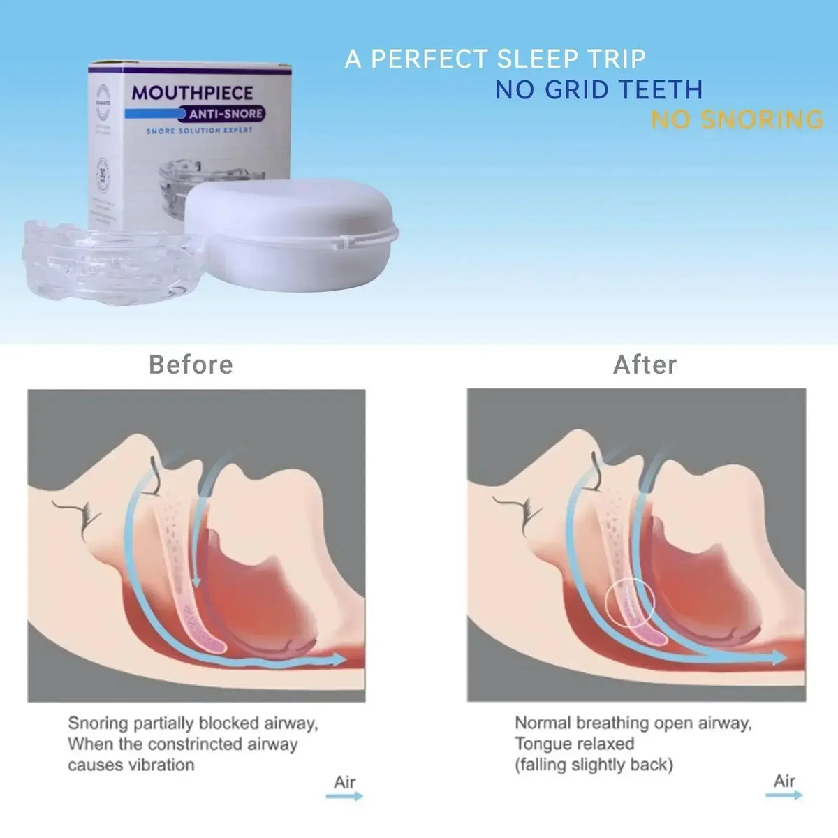 Anti Snoring Bruxism Mouth Guard Improve Sleeping Quality Anti Snoring And Apnea Snoring Device Mouth Guards with Storage Box Quake