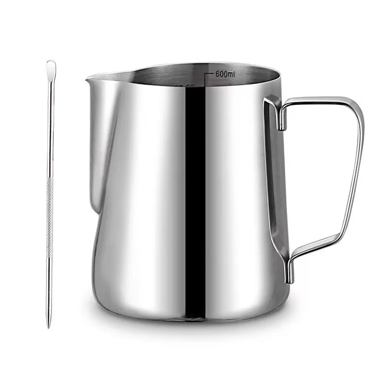 Stainless Steel Coffee Latte Art Pitcher with ScaleThickened Pointed Spout Milk Frothing Cup Coffee Milk Jug for Home Cafe Quake 350ml