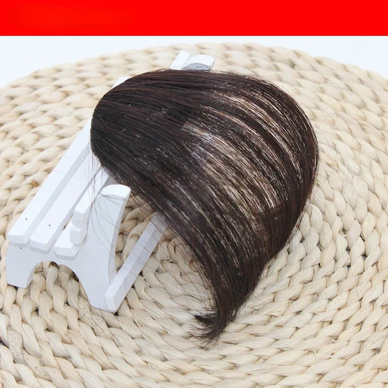Korean Fake Air Bangs Hair Clip-In Extension Synthetic Fake Fringe Natural False Hairpiece for Women Girls Hair Clip in Bangs Quake dark brown
