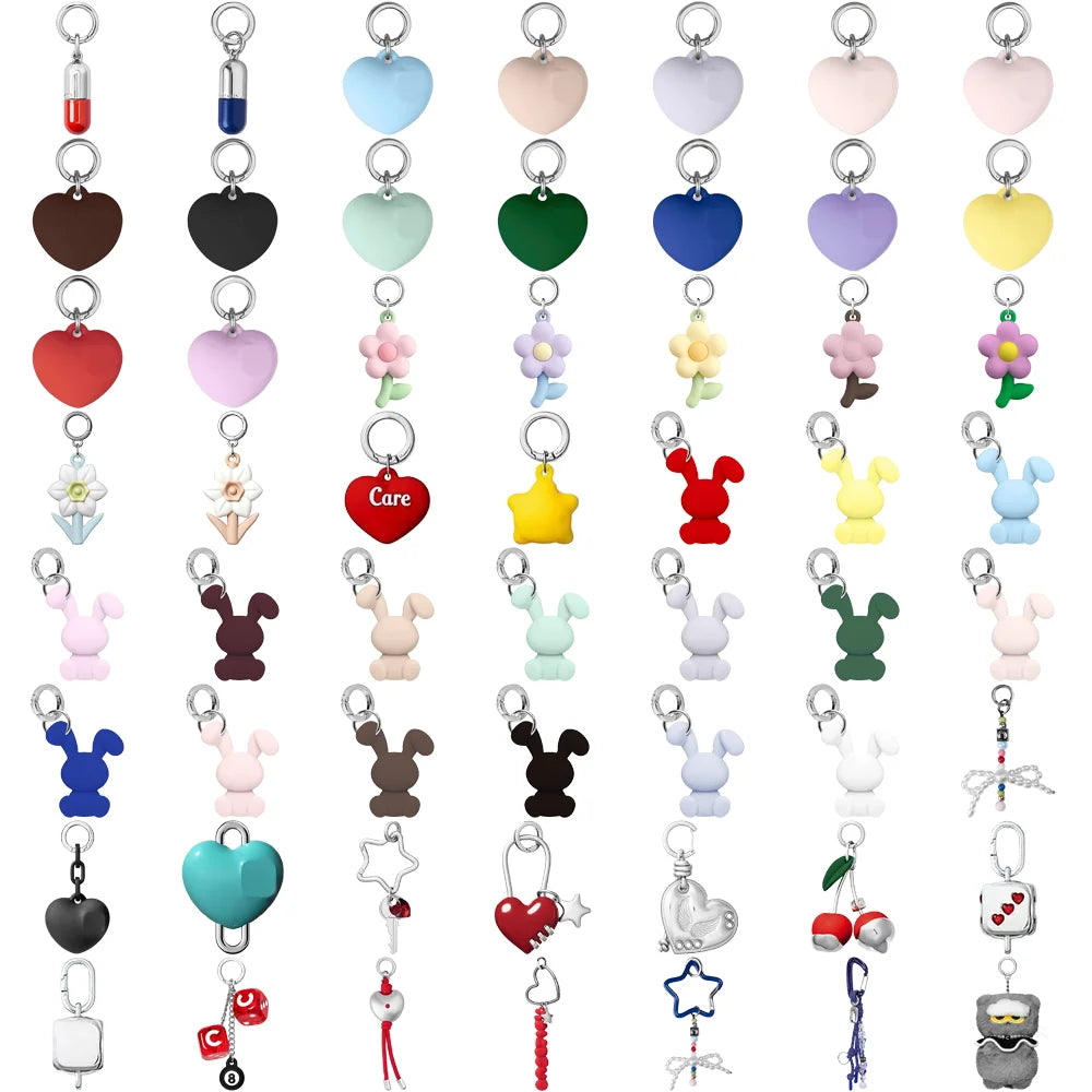 Heart Rabbit Flower Key Ring Pendants Phone Charm Accessories for Galaxy for IPhone 12 13 14 15 16 17 18 Pro Max Case Quake