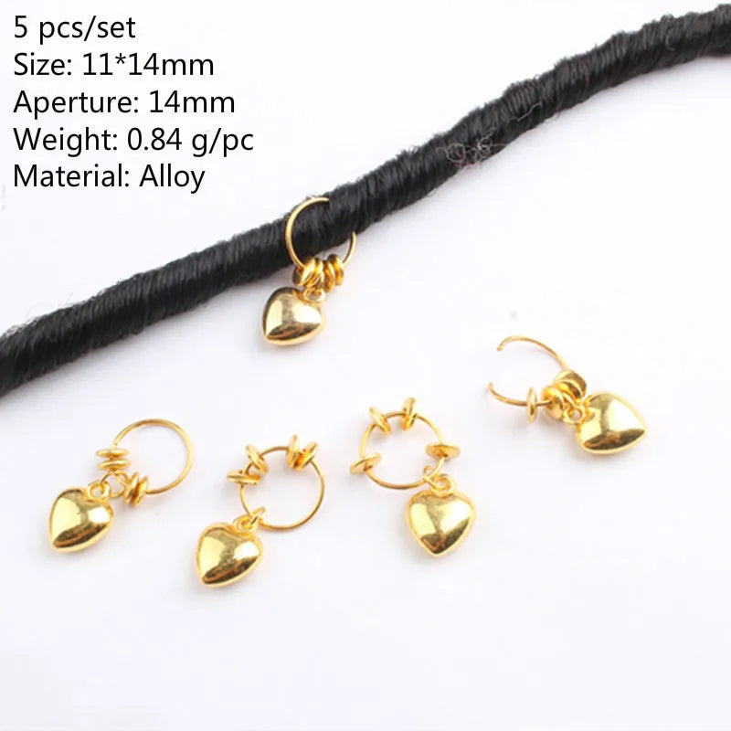 5-10pcs/set Hair Braids Tools Hair Accessories Personality DIY Pendant Coin Ring Leaves Pendant Rings Decor Braiding Hair Braids Quake 5pcs NO.19