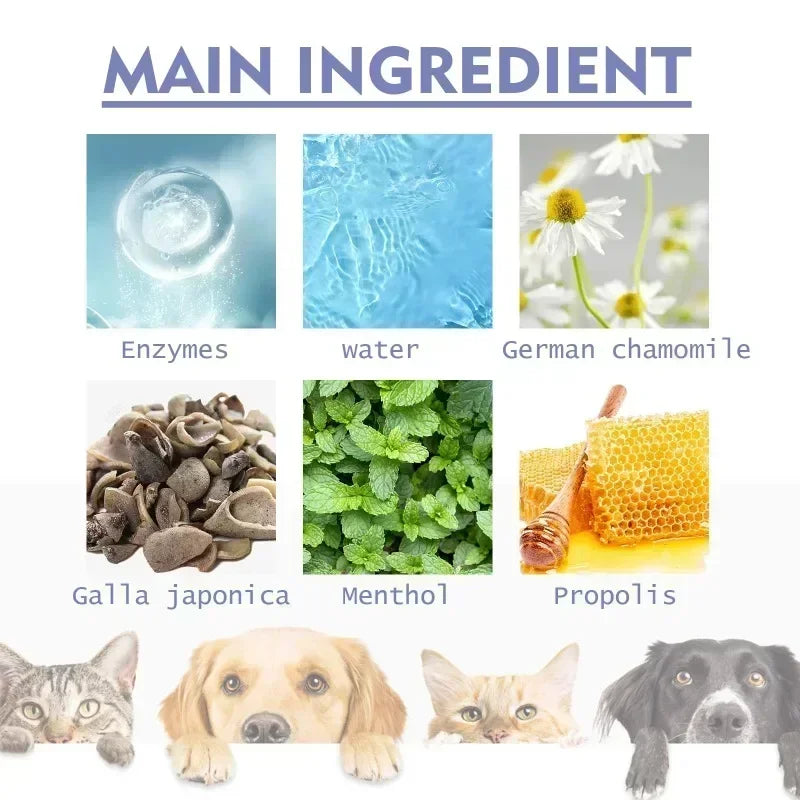 Pet Teeth Cleaning Spray Oral Care Remove Tooth Stains Keep Fresh Breath for Cats and Dogs Whitening Remove bad breath Quake