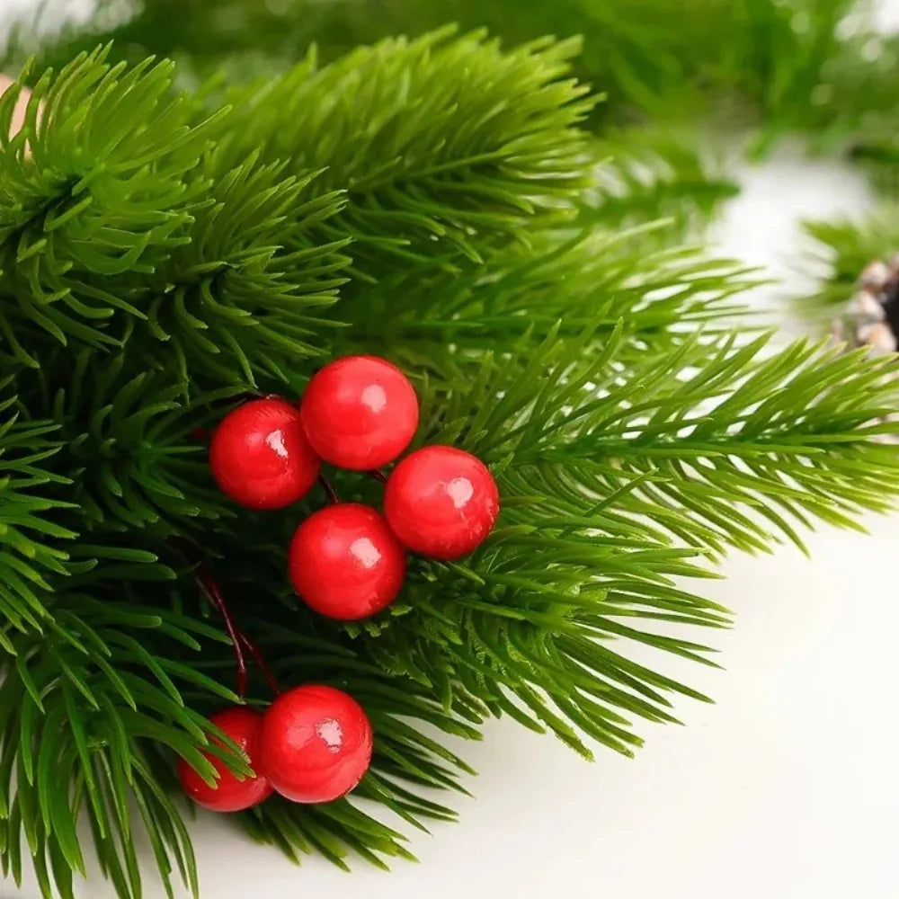 Christmas Artificial Pine Needle Fake Green Plants Xmas Tree Decoration Wreath Bouquet Pine Needle Ornaments Festive Party Decor Quake
