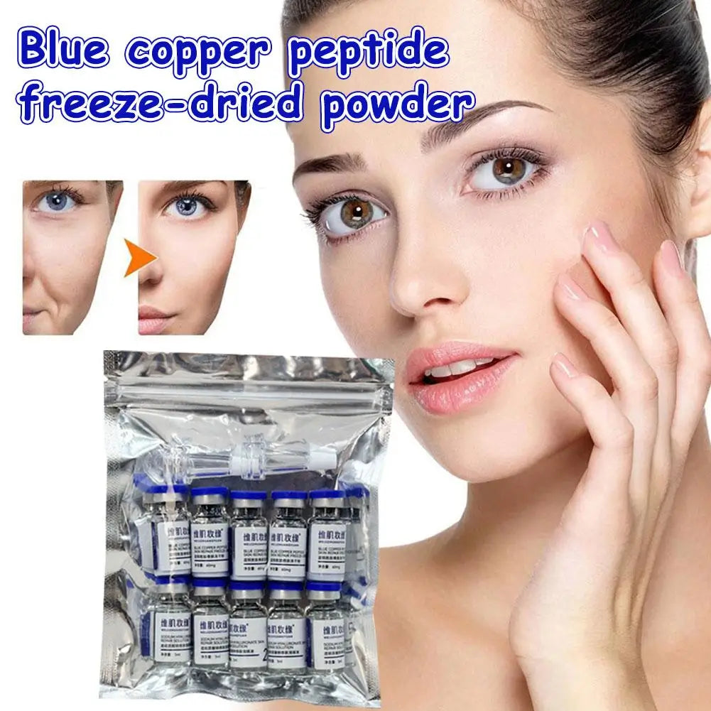 Blue Copper Peptide GHK-CU Copper Lyophilized Powder Hydration Skin Rejuvenation Improve Elasticity Repair Skin Barrier 5pairs Quake
