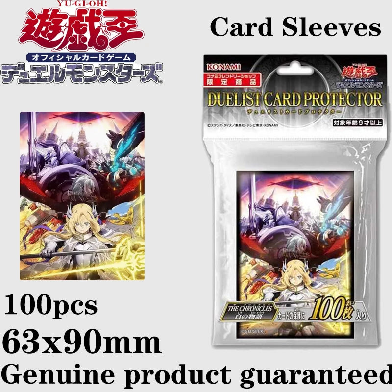 Original Yu-Gi-Oh! Alba Los Branded Card Sleeves 100PCS 63x90mm White Story The Chronicles Anime TCG Protective Covers Kids Gift Quake