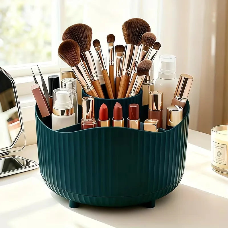 360° Rotating Makeup Brush Holder Cosmetic Brush Holder Large Capacity Lipstick Eyebrow Makeup Brush Holder Jewelry Container Quake